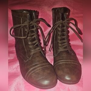 Brown Lace-Up Ankle Boots